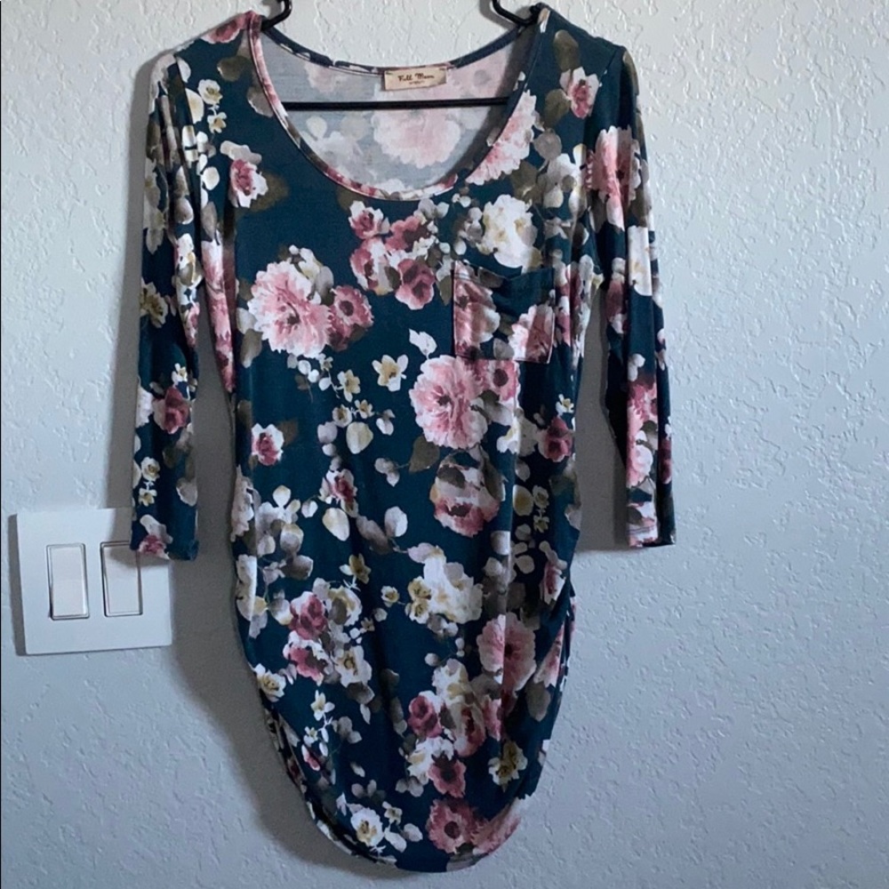 Maternity 3/4 Sleeve Floral Shirt